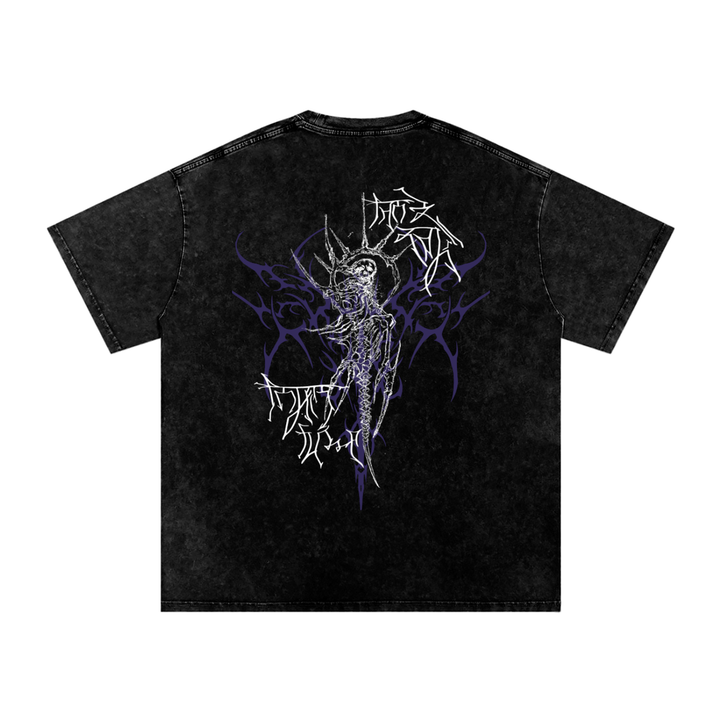 "Scars of Labour" Acid Wash Oversized Cotton T-Shirt