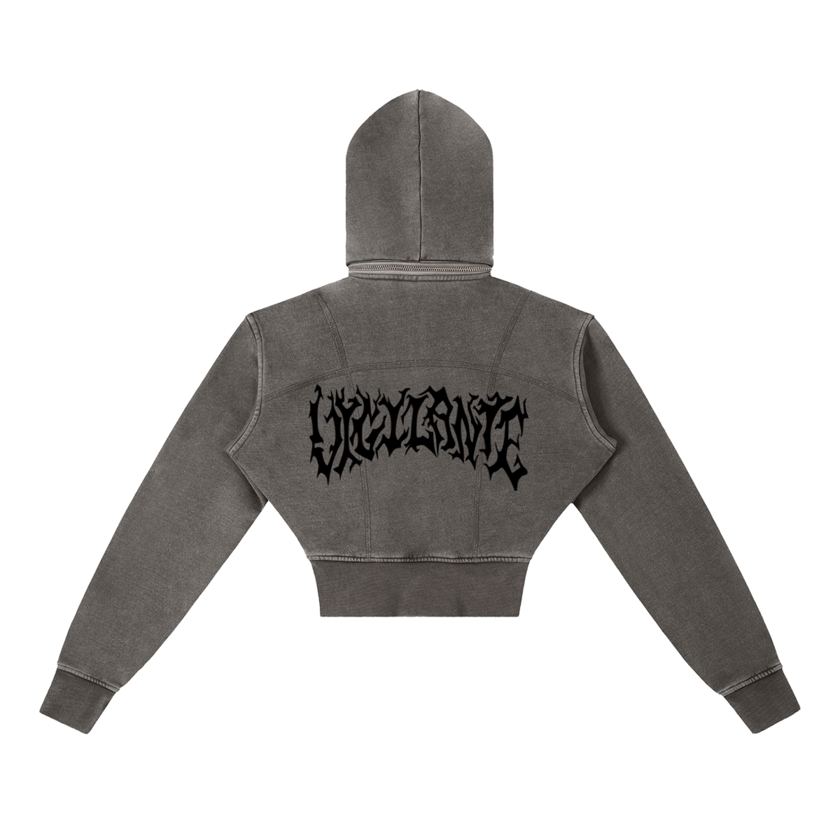 VIGILANTE Acid Wash Cropped Fleece Hoodie