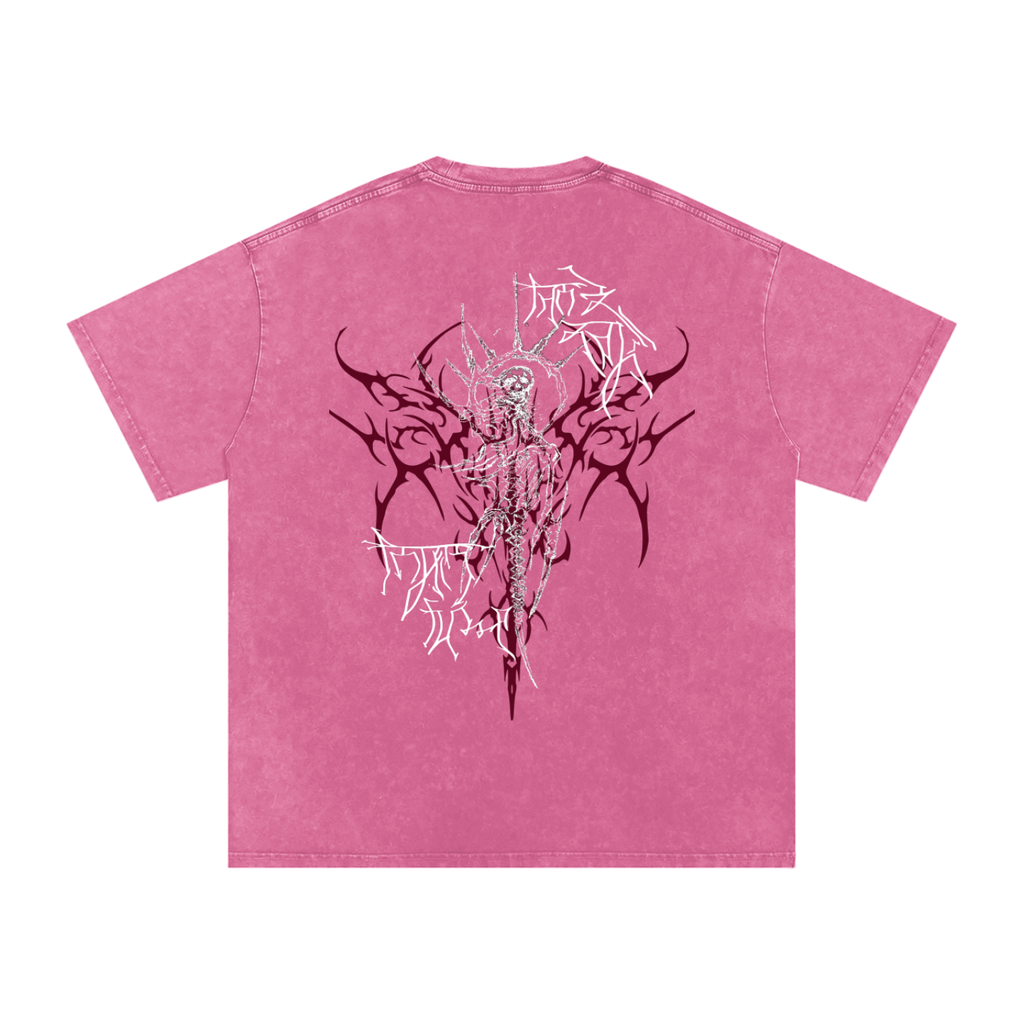 "Scars of Labour" Acid Wash Oversized Cotton T-Shirt