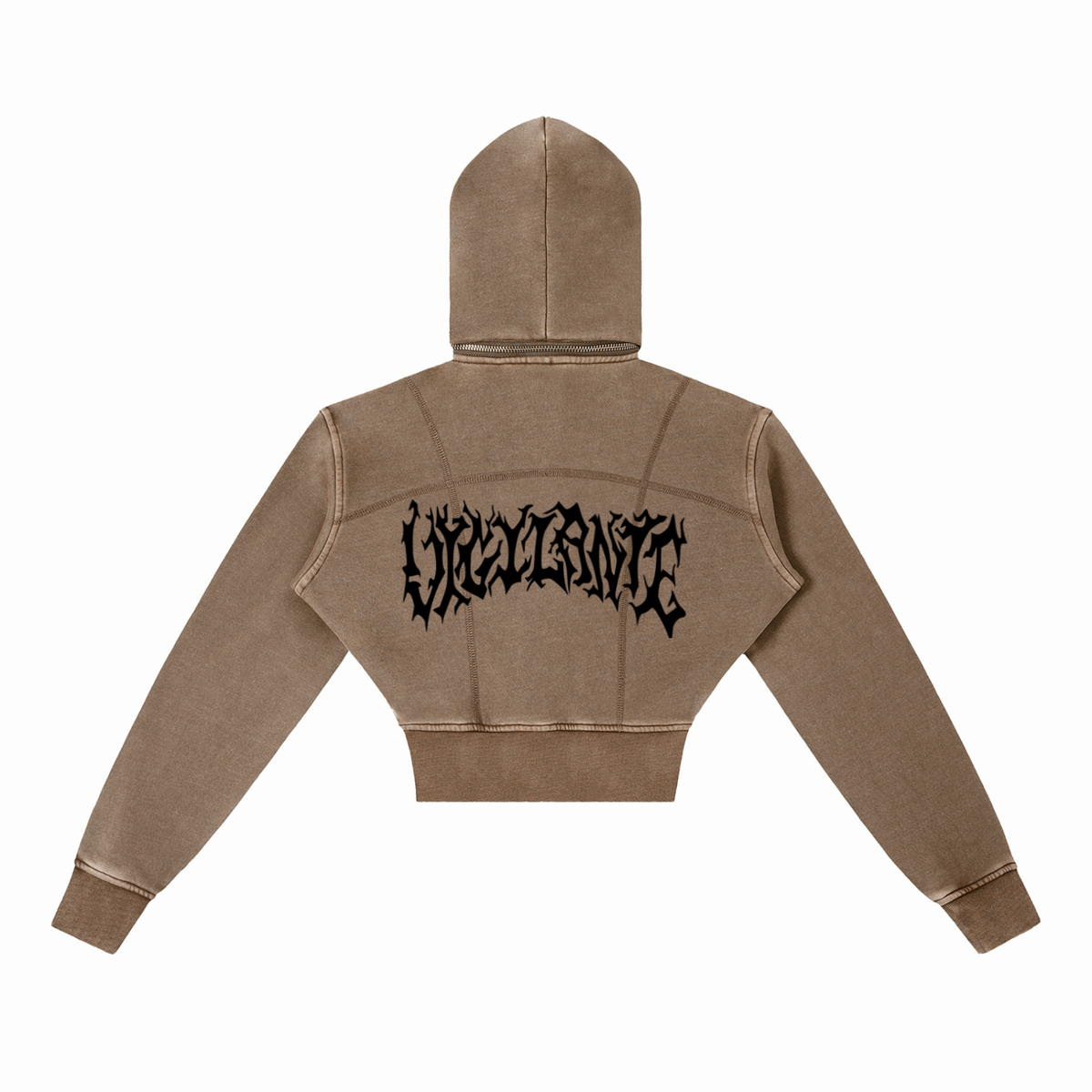 VIGILANTE Acid Wash Cropped Fleece Hoodie