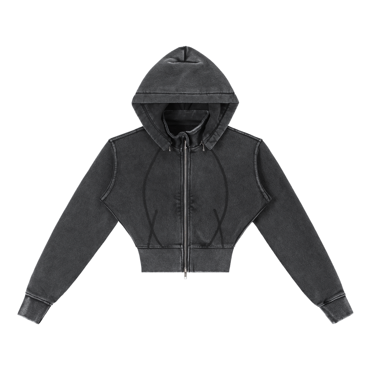 VIGILANTE Acid Wash Cropped Fleece Hoodie