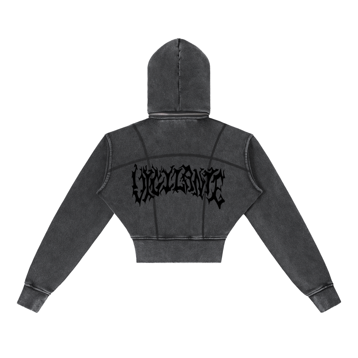 VIGILANTE Acid Wash Cropped Fleece Hoodie