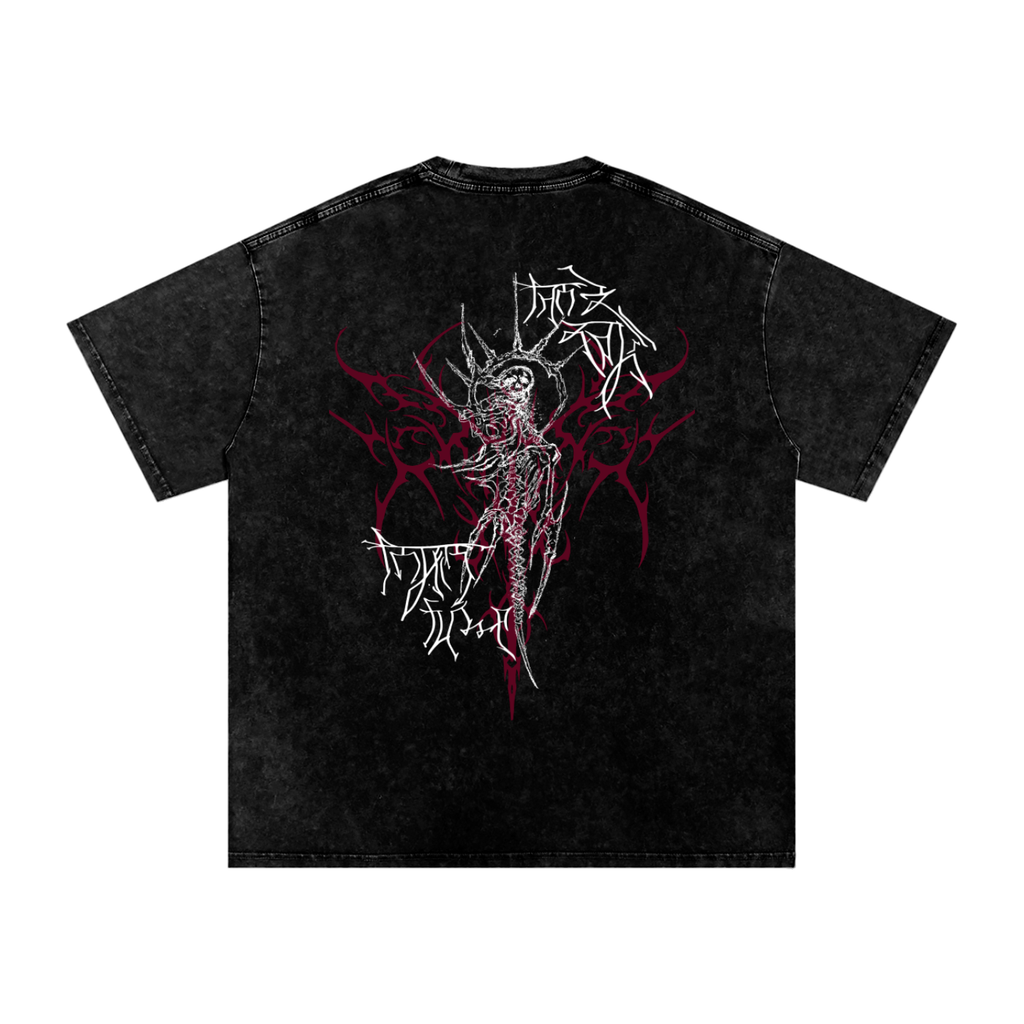 "Scars of Labour" Acid Wash Oversized Cotton T-Shirt