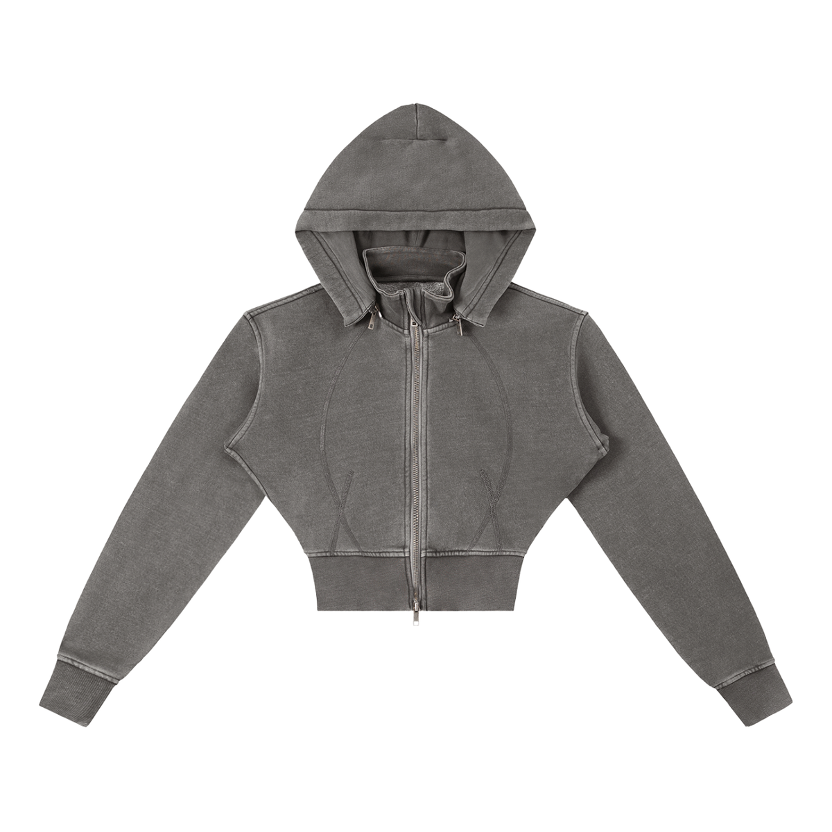 VIGILANTE Acid Wash Cropped Fleece Hoodie