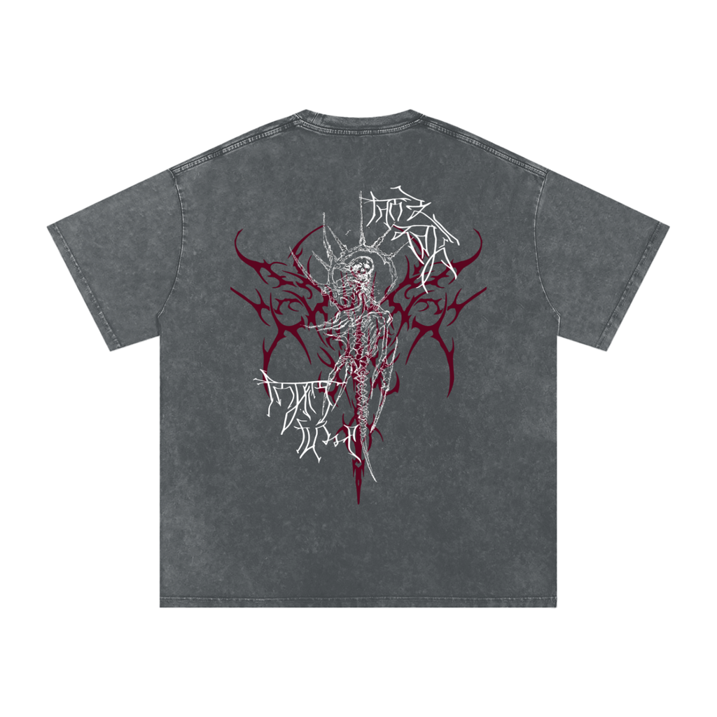 "Scars of Labour" Acid Wash Oversized Cotton T-Shirt