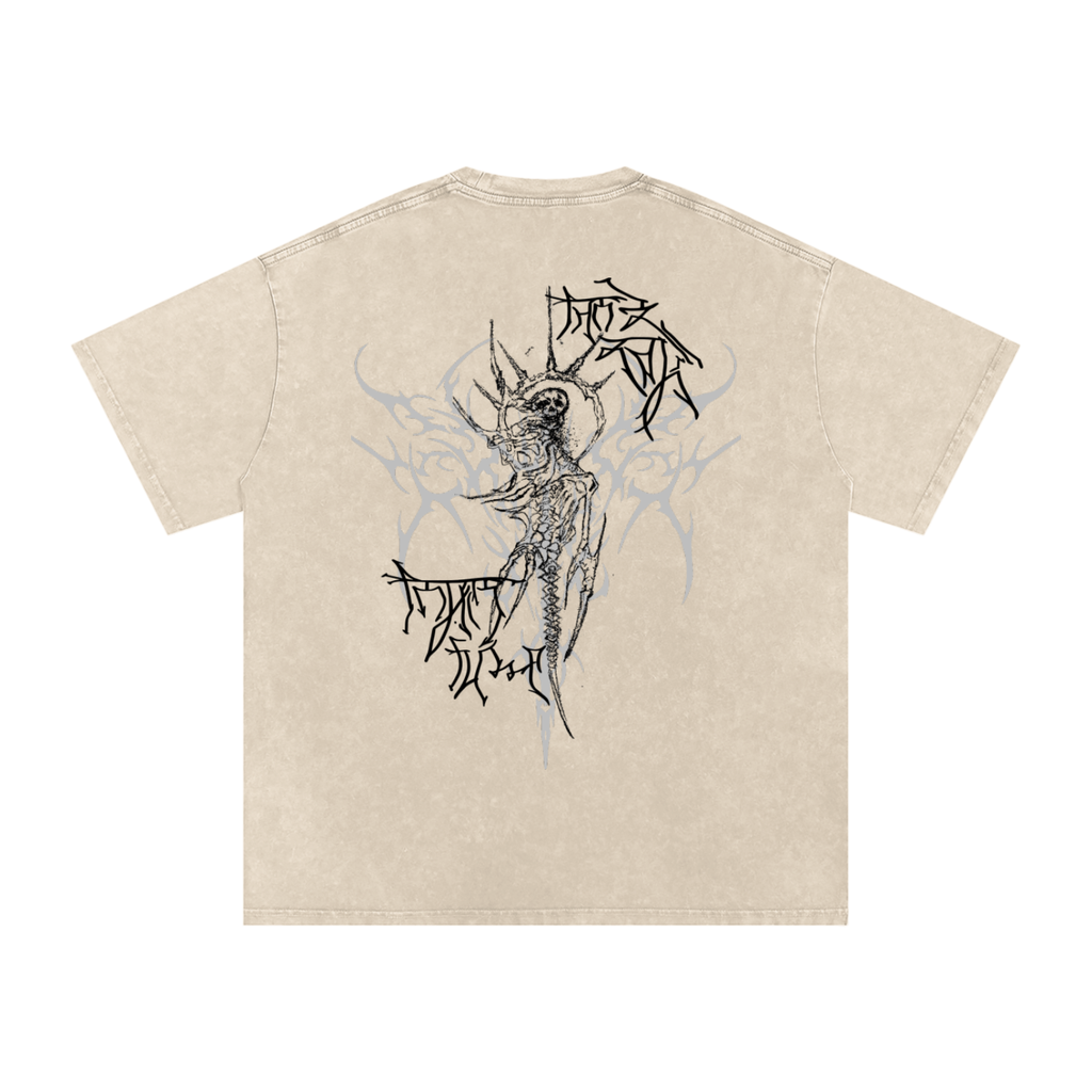"Scars of Labour" Acid Wash Oversized Cotton T-Shirt