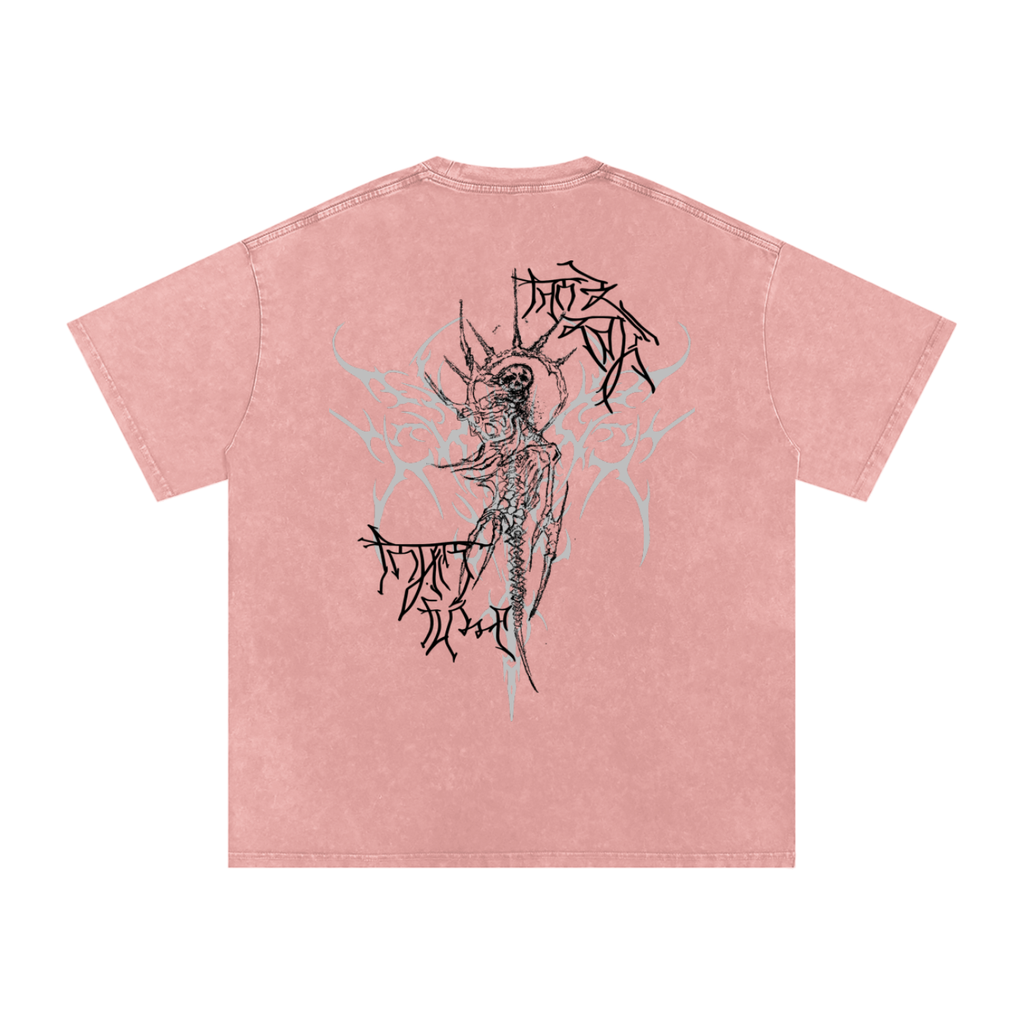 "Scars of Labour" Acid Wash Oversized Cotton T-Shirt