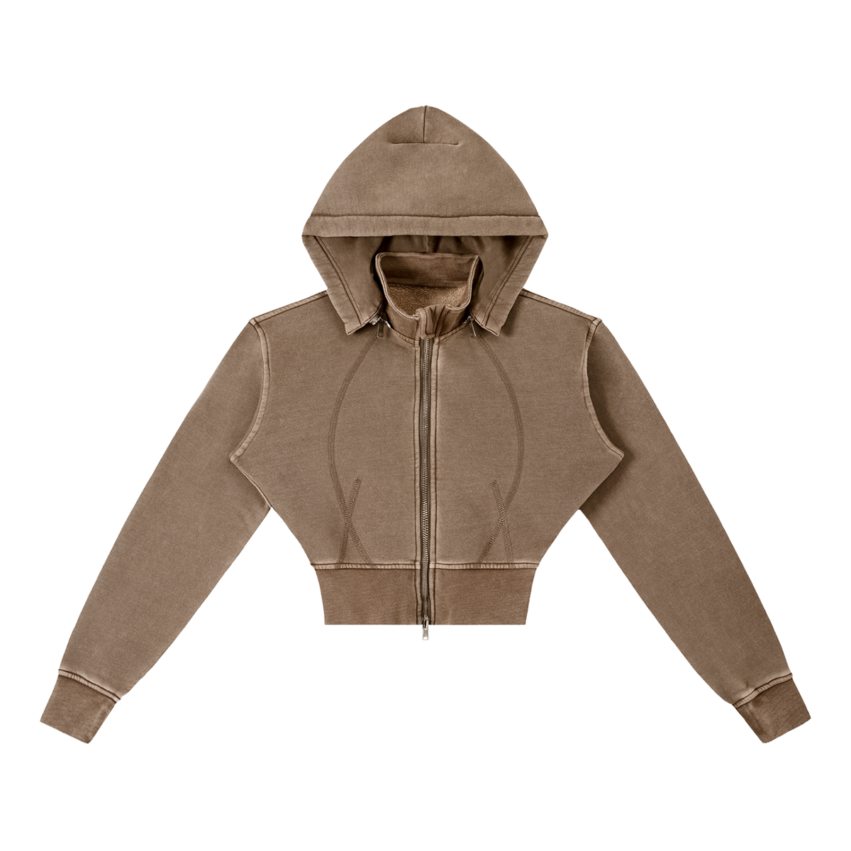 VIGILANTE Acid Wash Cropped Fleece Hoodie